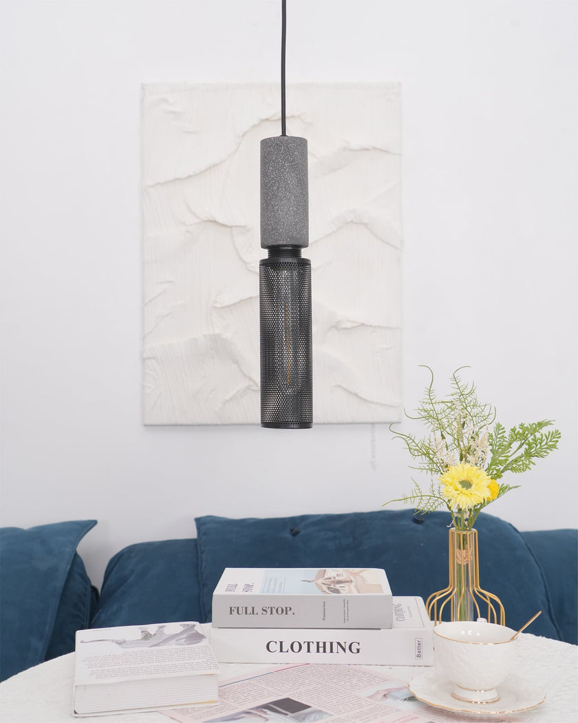 Minimalist Concrete Stone Cylinder Pendant Lamp