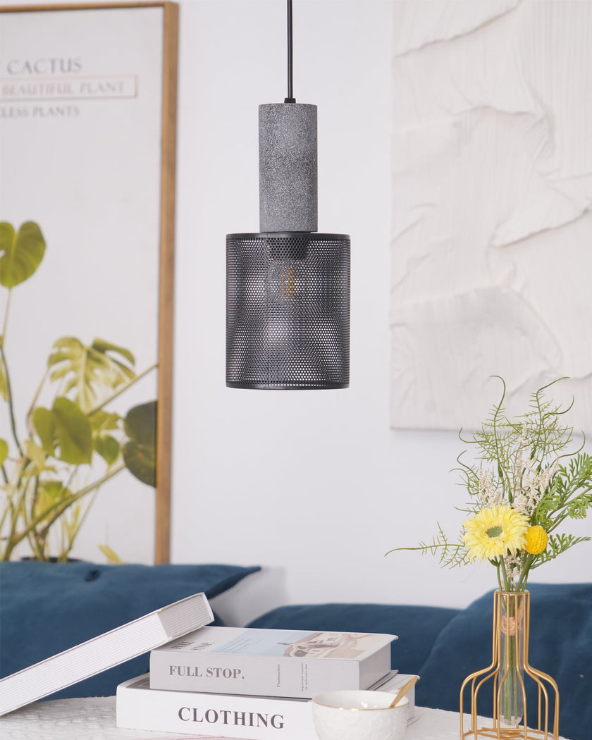 Minimalist Concrete Stone Cylinder Pendant Lamp