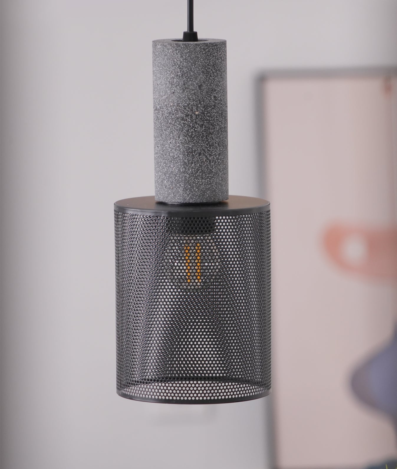 Minimalist Concrete Stone Cylinder Pendant Lamp