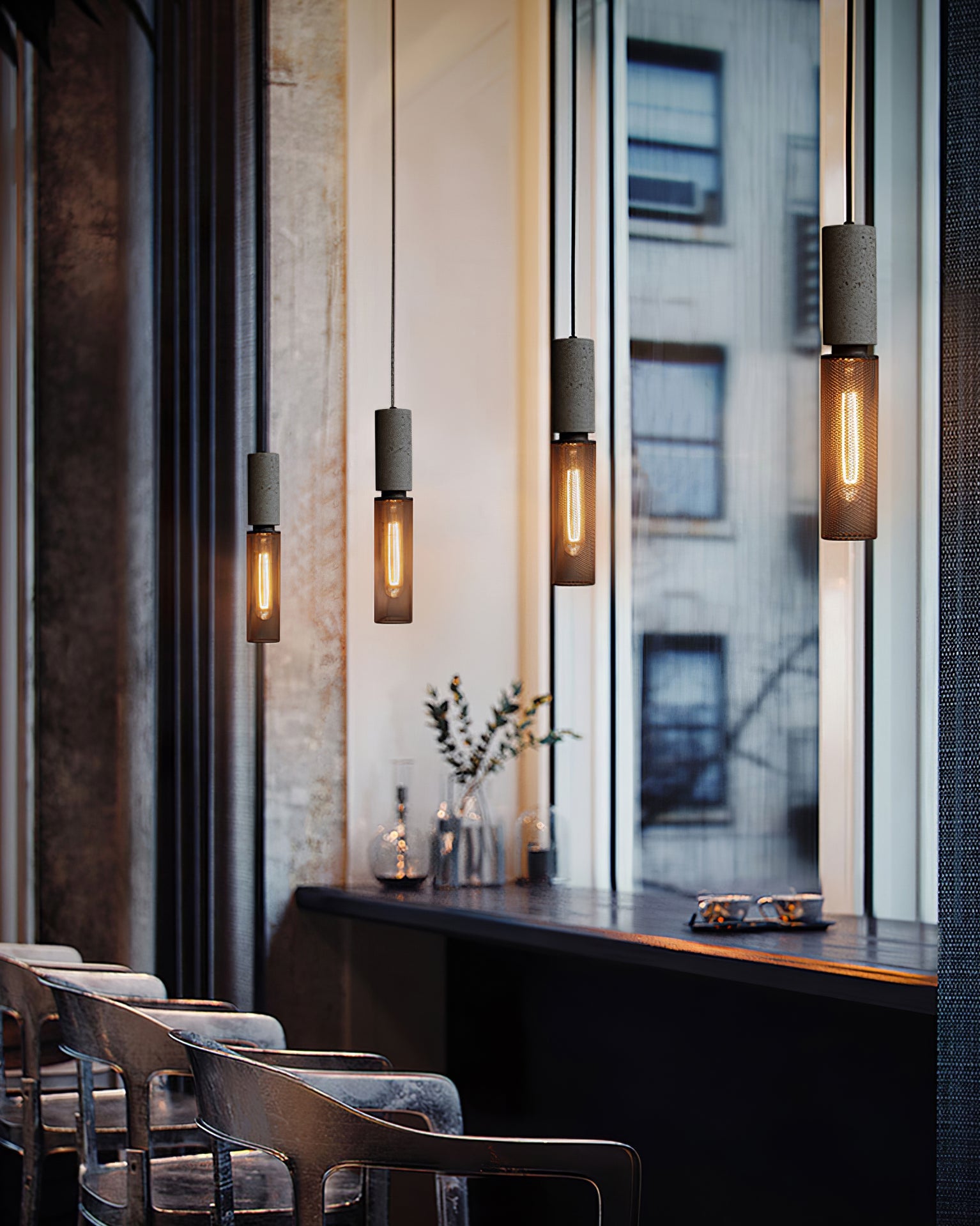 Minimalist Concrete Stone Cylinder Pendant Lamp