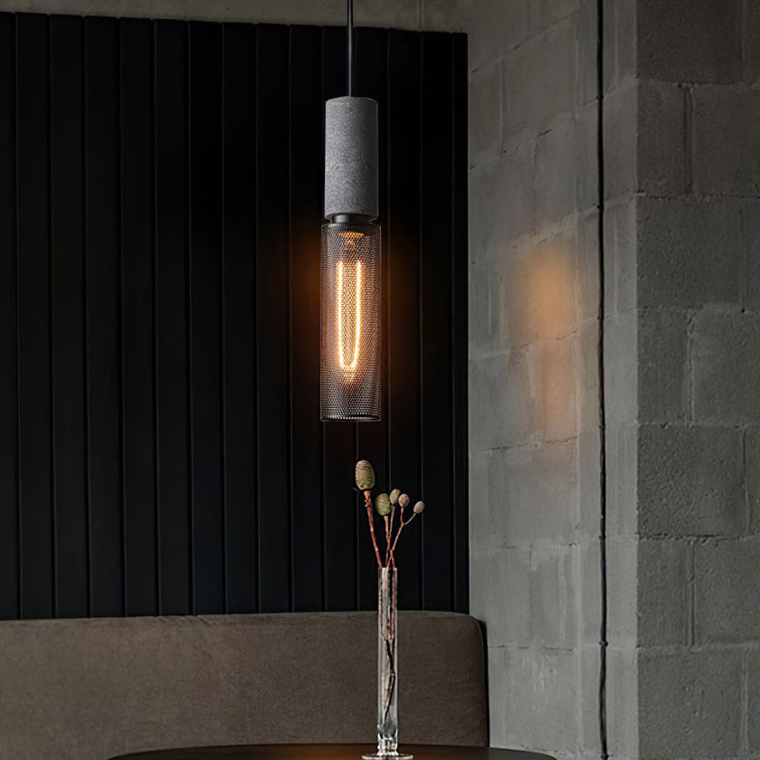 Minimalist Concrete Stone Cylinder Pendant Lamp