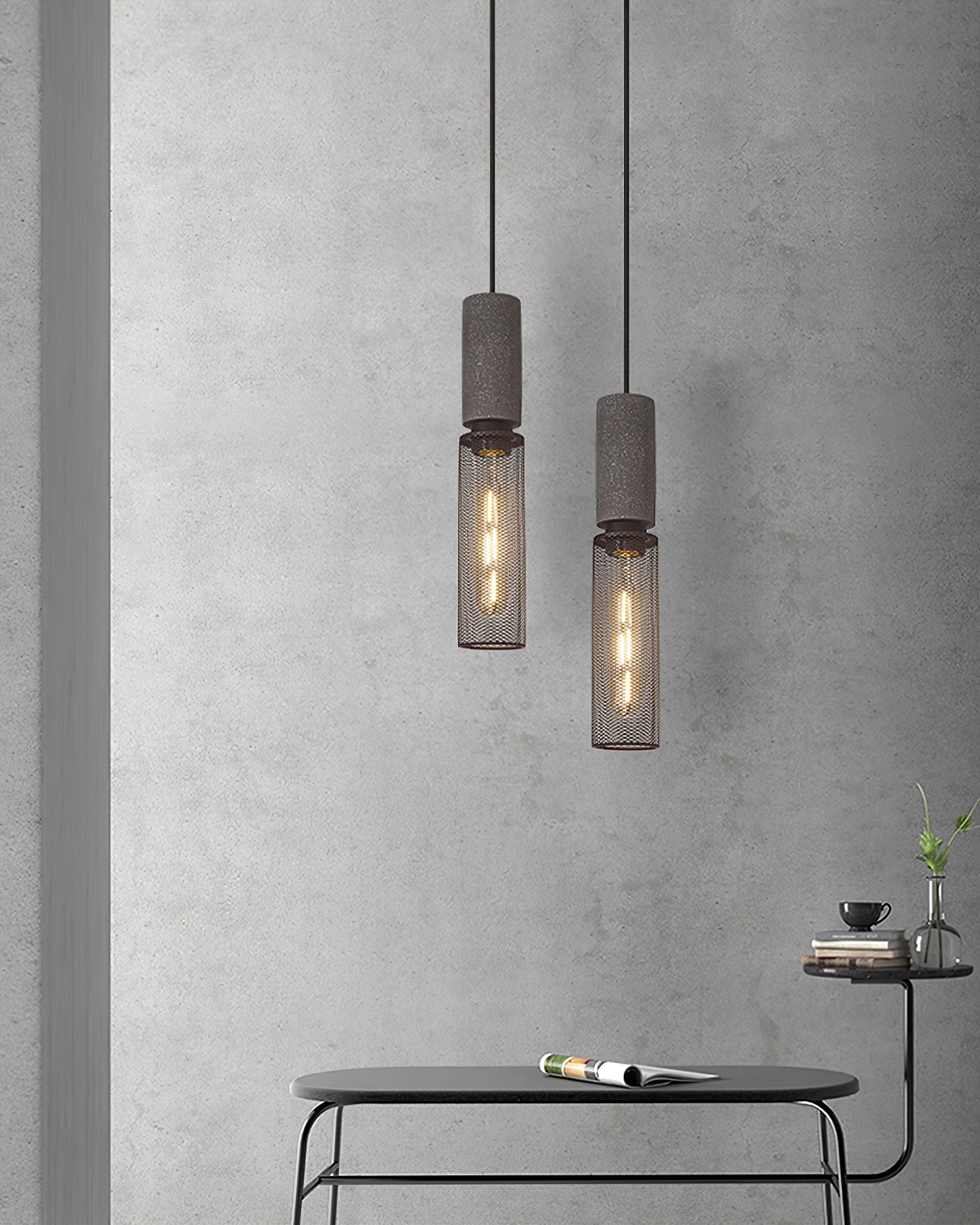 Minimalist Concrete Stone Cylinder Pendant Lamp