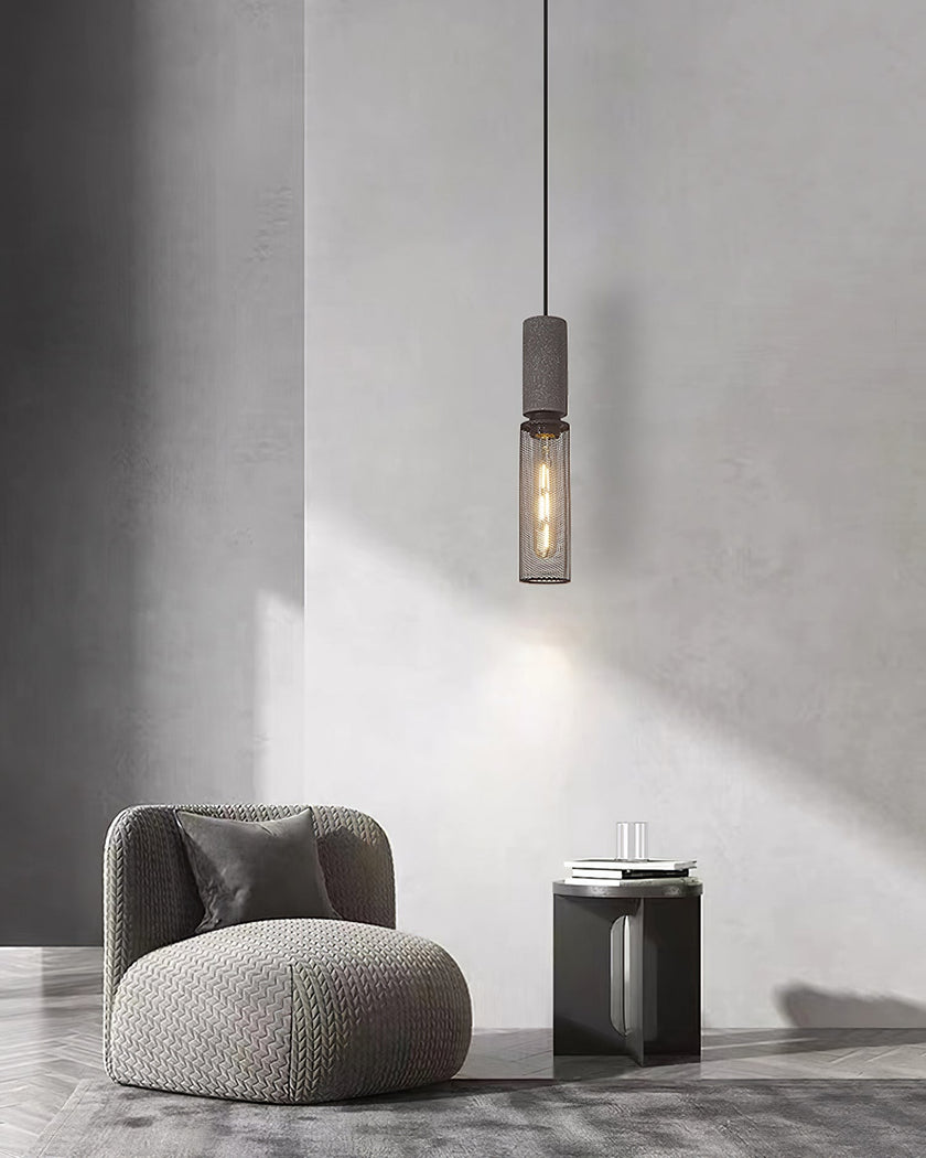 Minimalist Concrete Stone Cylinder Pendant Lamp