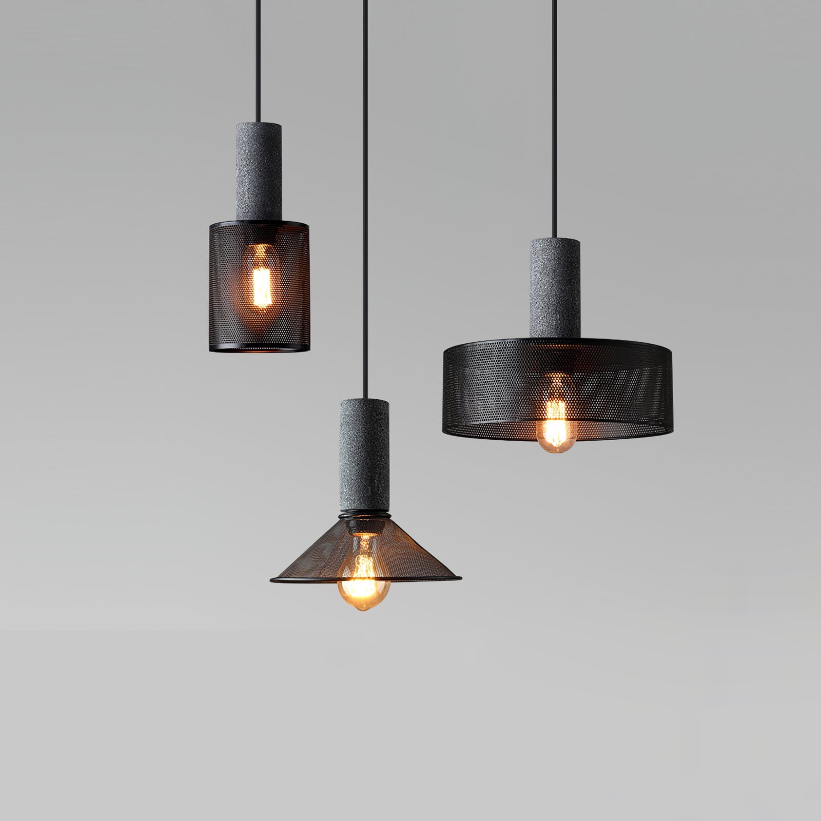 Minimalist Concrete Stone Cylinder Pendant Lamp