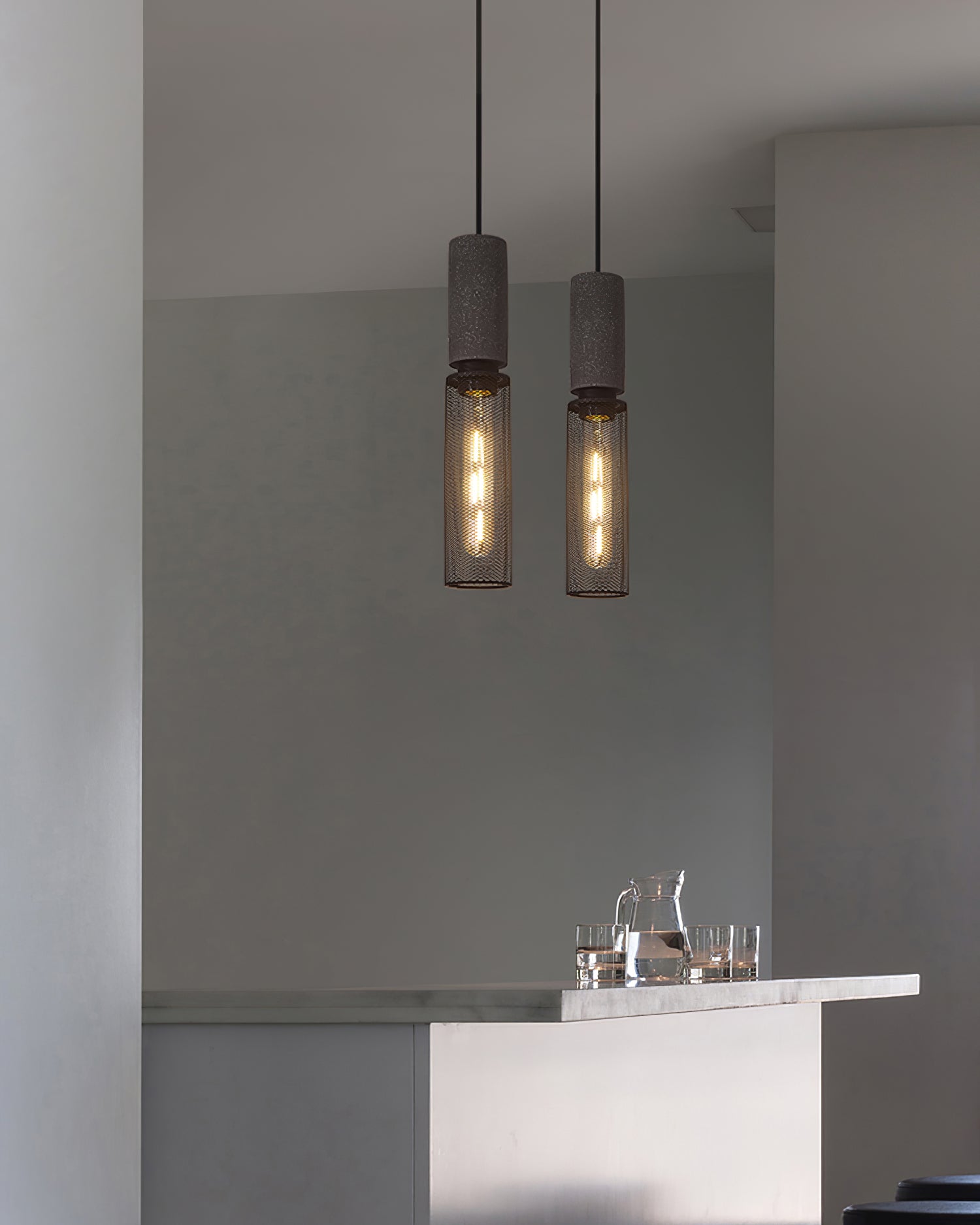 Minimalist Concrete Stone Cylinder Pendant Lamp