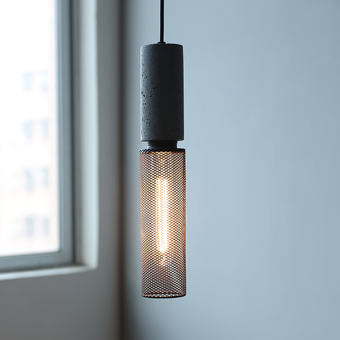 Minimalist Concrete Stone Cylinder Pendant Lamp