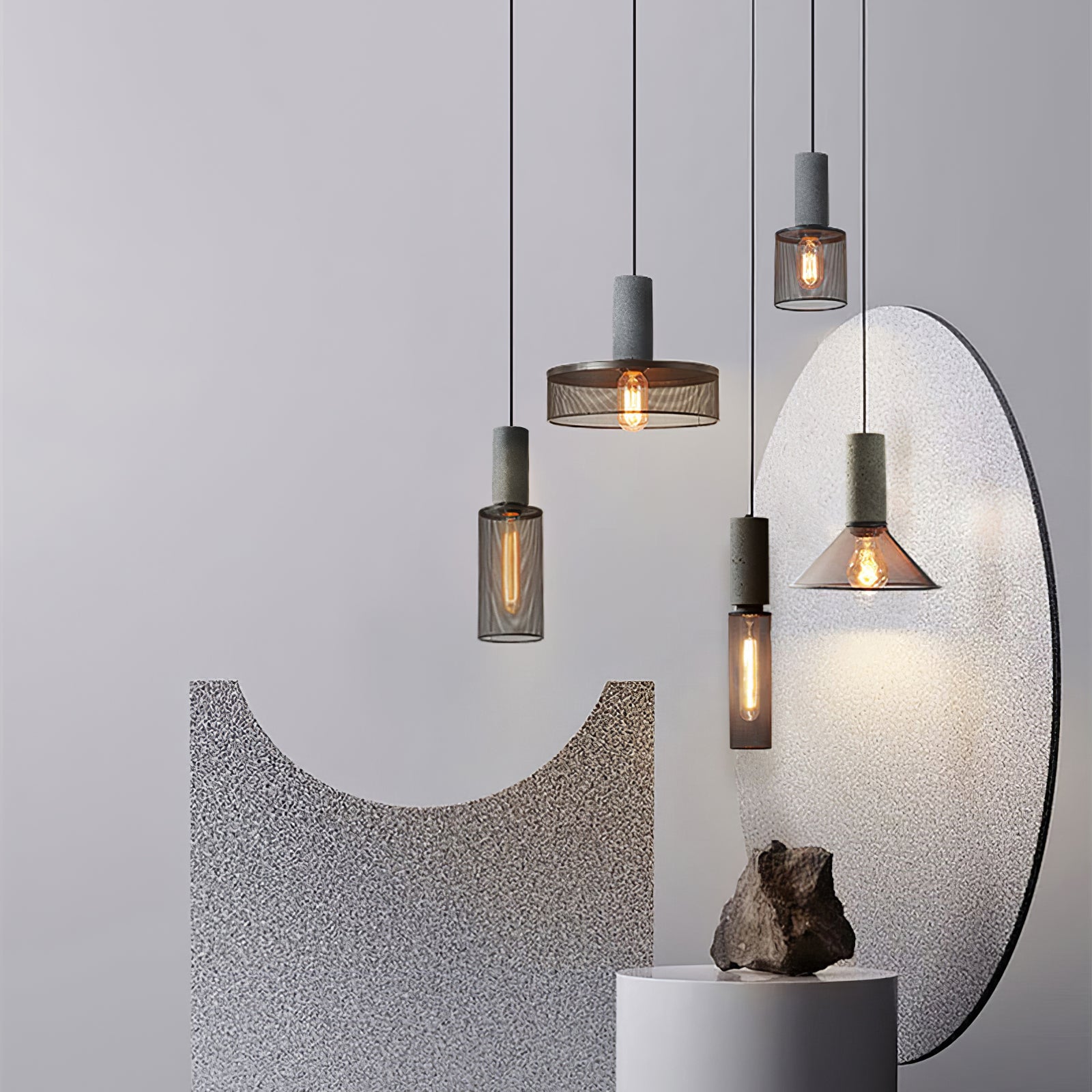 Minimalist Concrete Stone Cylinder Pendant Lamp