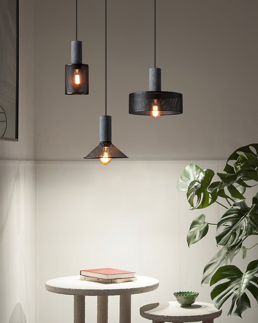Minimalist Concrete Stone Cylinder Pendant Lamp