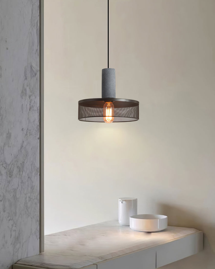 Minimalist Concrete Stone Cylinder Pendant Lamp