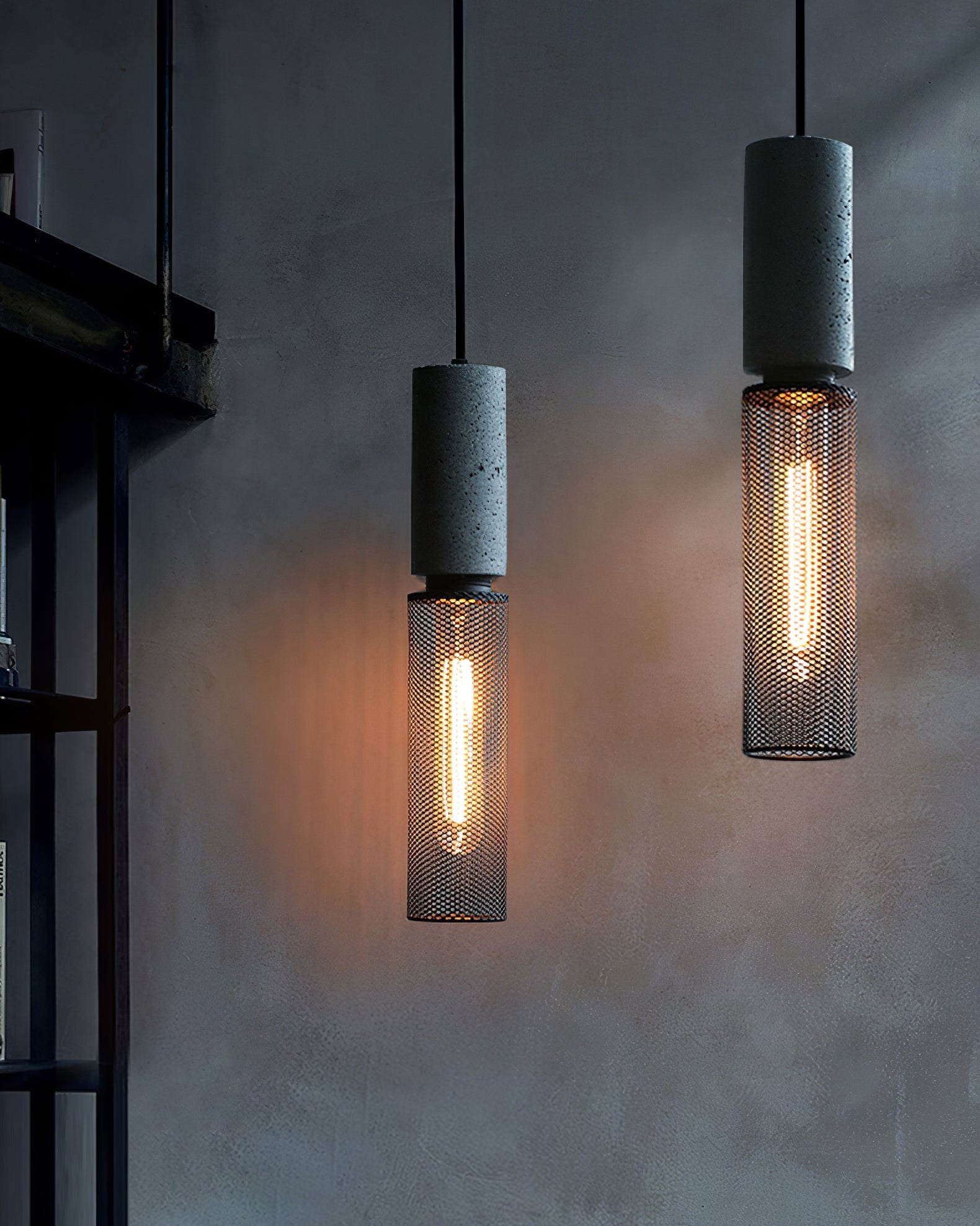 Minimalist Concrete Stone Cylinder Pendant Lamp