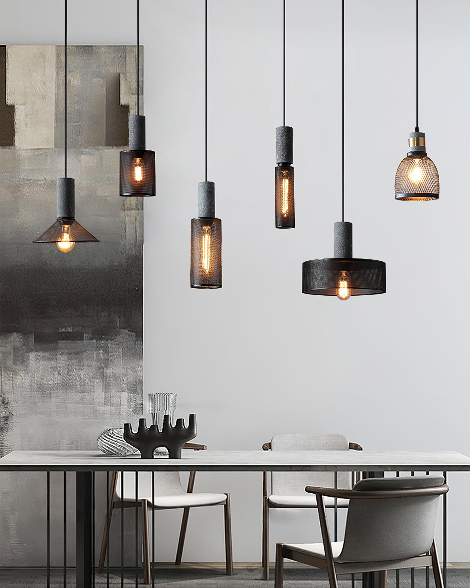 Minimalist Concrete Stone Cylinder Pendant Lamp