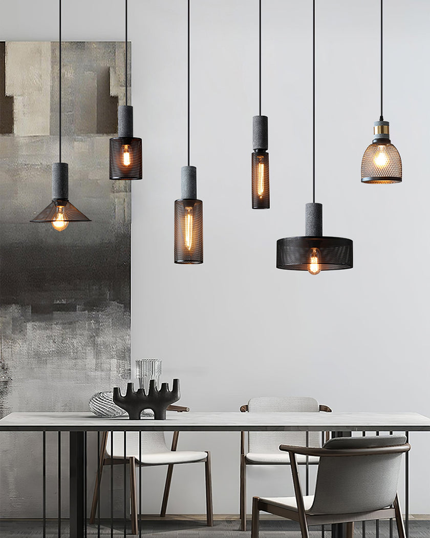 Minimalist Concrete Stone Cylinder Pendant Lamp