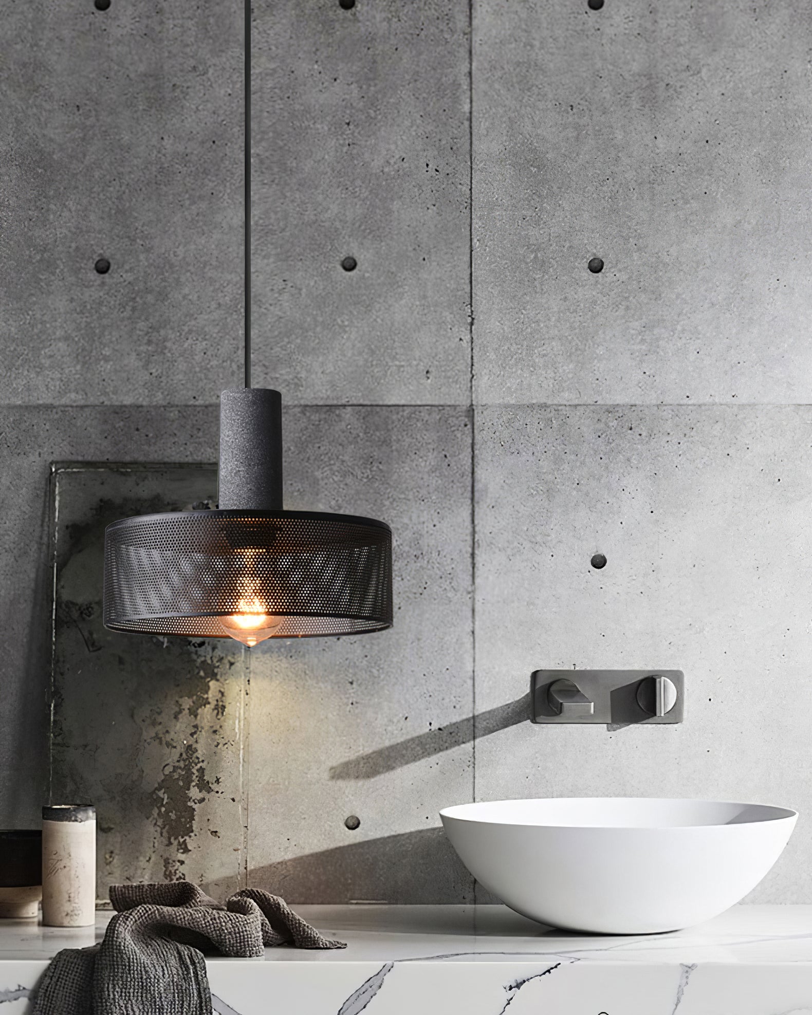 Minimalist Concrete Stone Cylinder Pendant Lamp