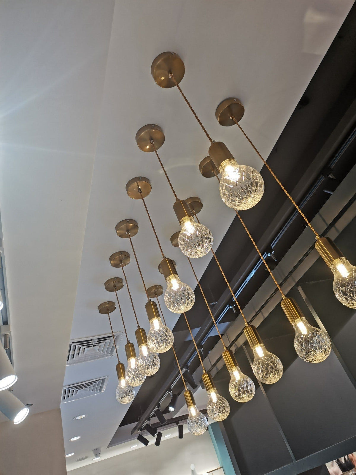 Cut Crystal Brass Bulb Pendant Light