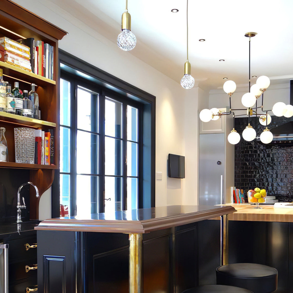 Cut Crystal Brass Bulb Pendant Light