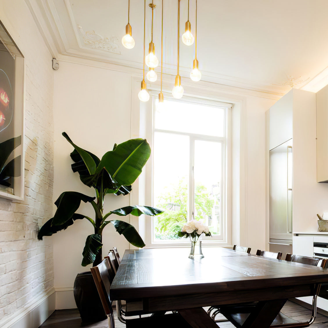 Cut Crystal Brass Bulb Pendant Light