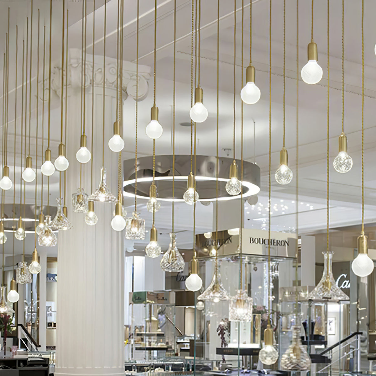 Cut Crystal Brass Bulb Pendant Light