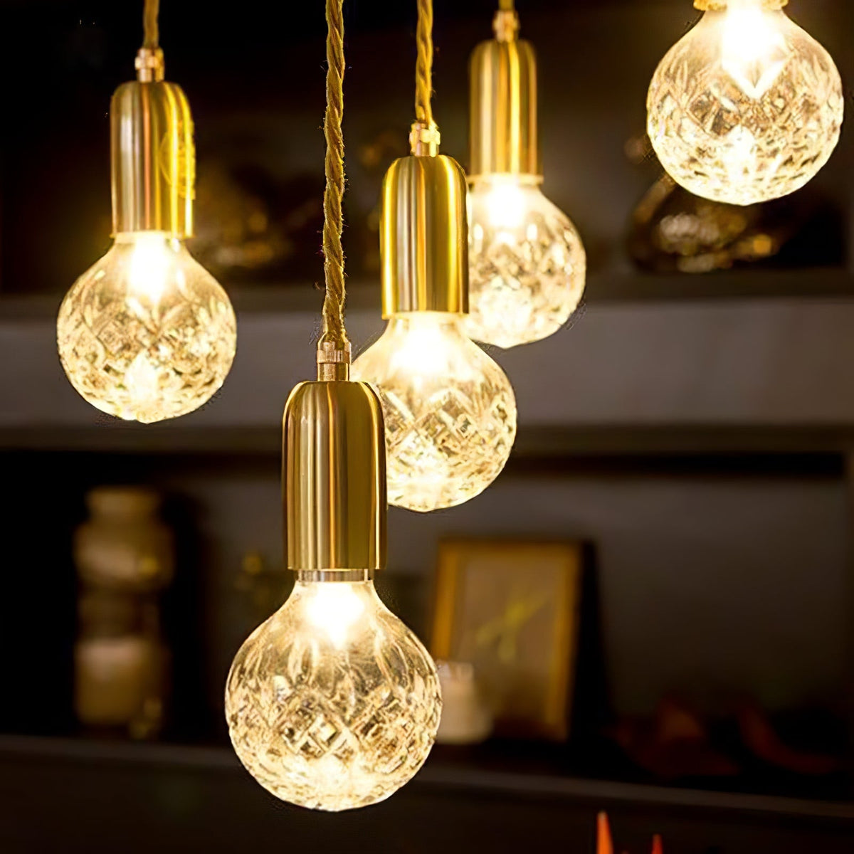 Cut Crystal Brass Bulb Pendant Light