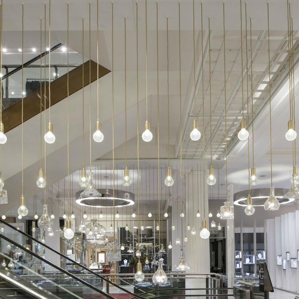 Cut Crystal Brass Bulb Pendant Light