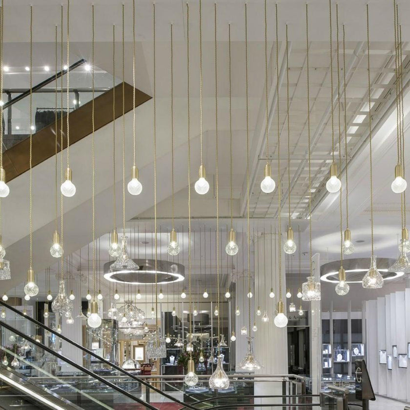 Cut Crystal Brass Bulb Pendant Light