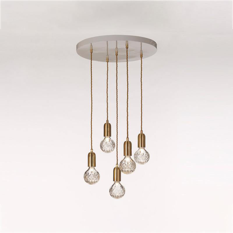 Cut Crystal Brass Bulb Pendant Light