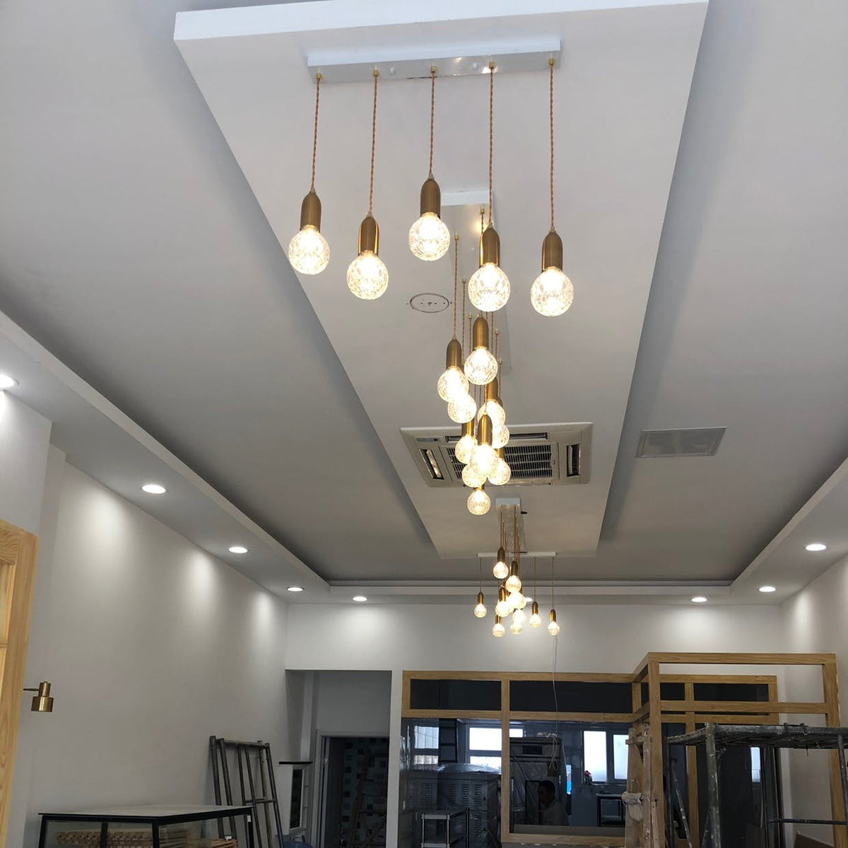Cut Crystal Brass Bulb Pendant Light