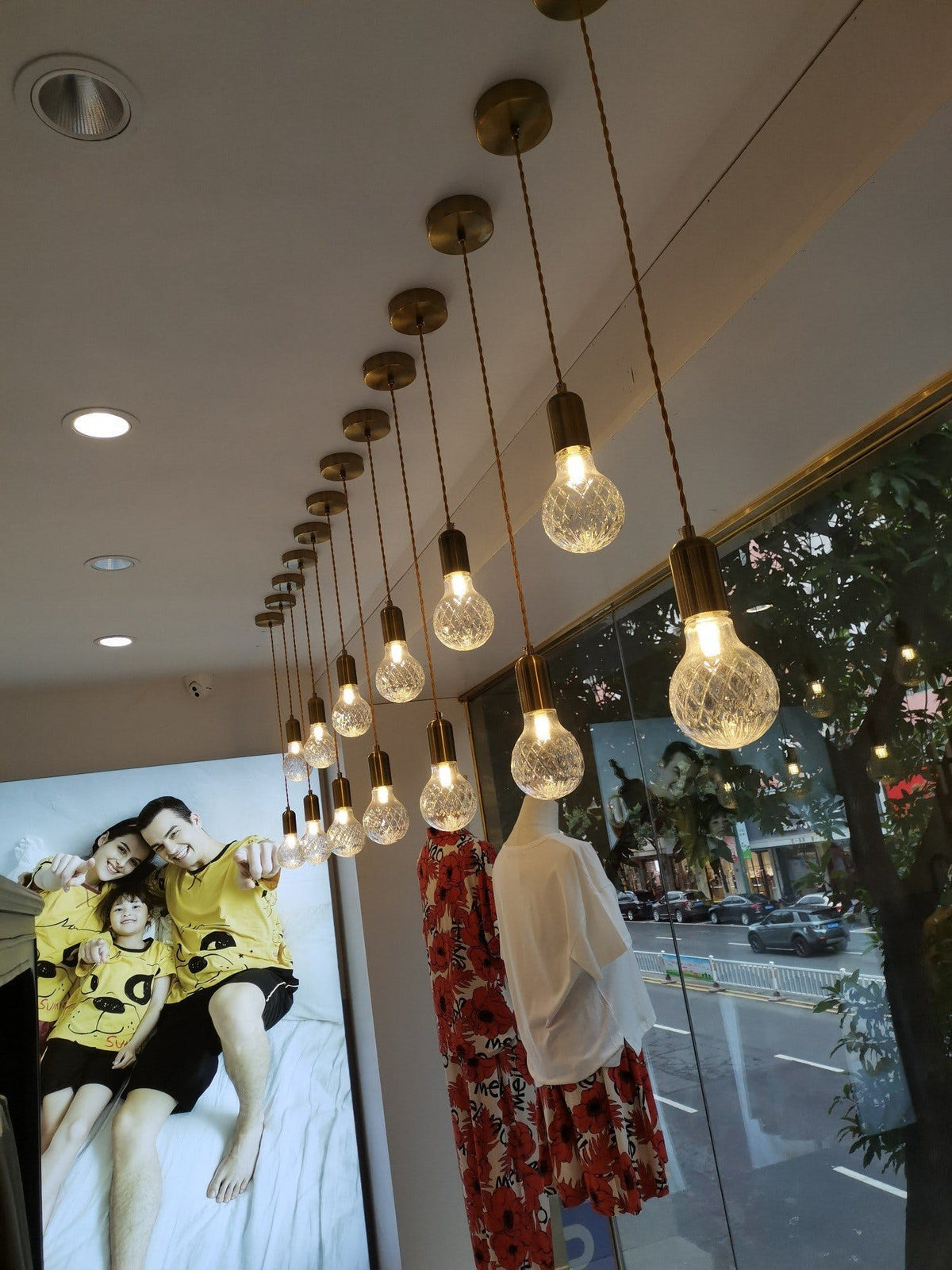 Cut Crystal Brass Bulb Pendant Light
