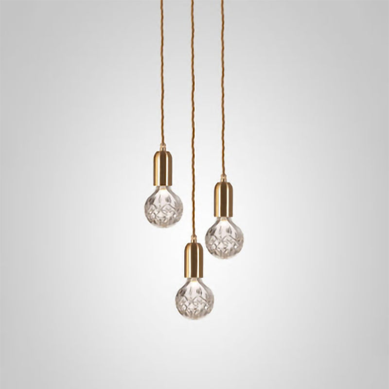 Cut Crystal Brass Bulb Pendant Light