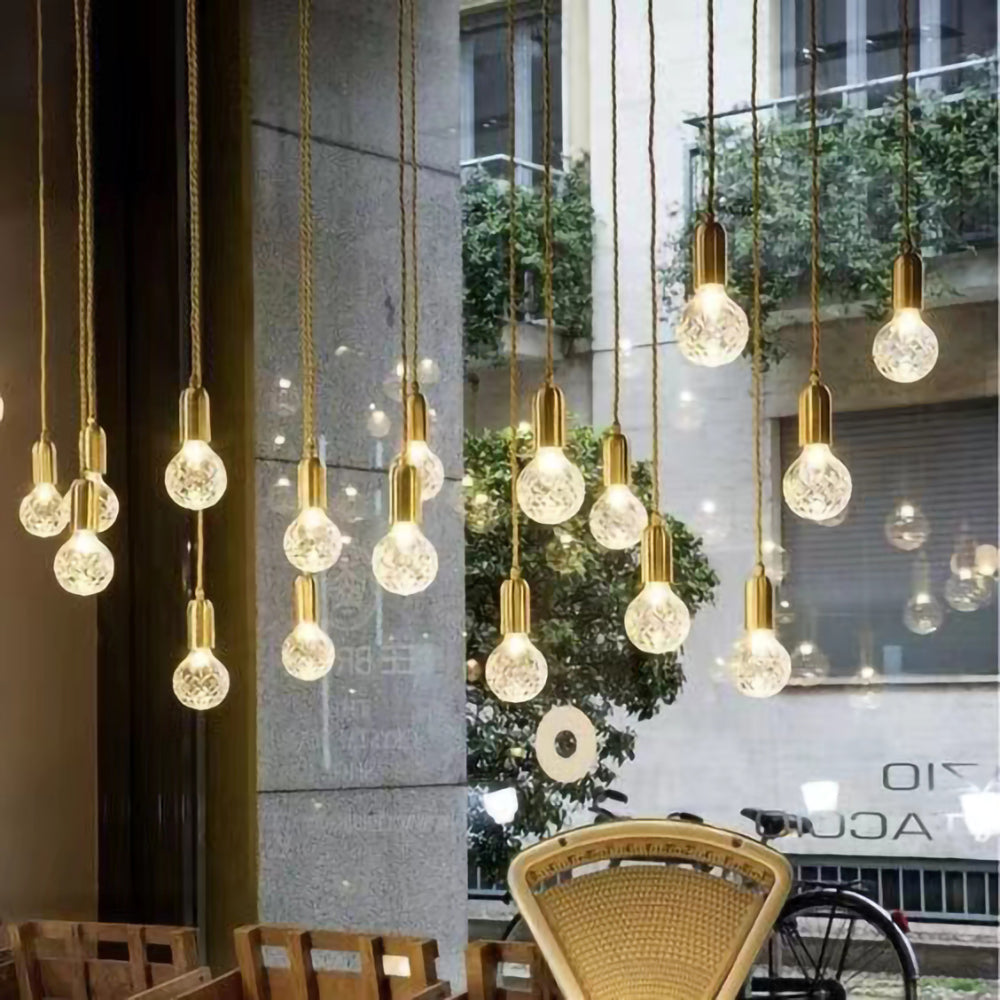 Cut Crystal Brass Bulb Pendant Light