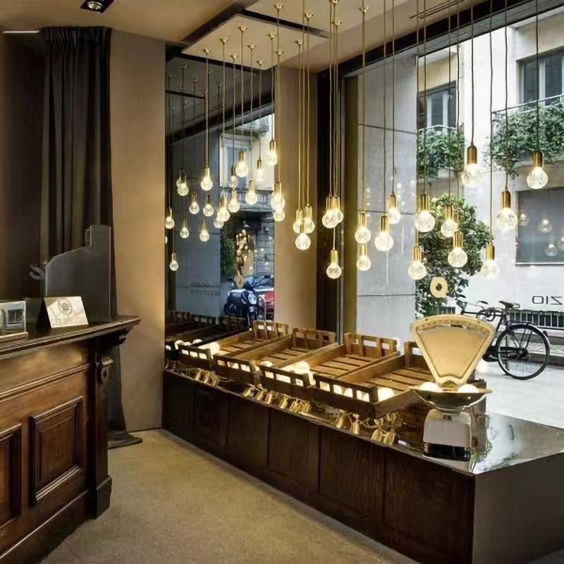 Cut Crystal Brass Bulb Pendant Light