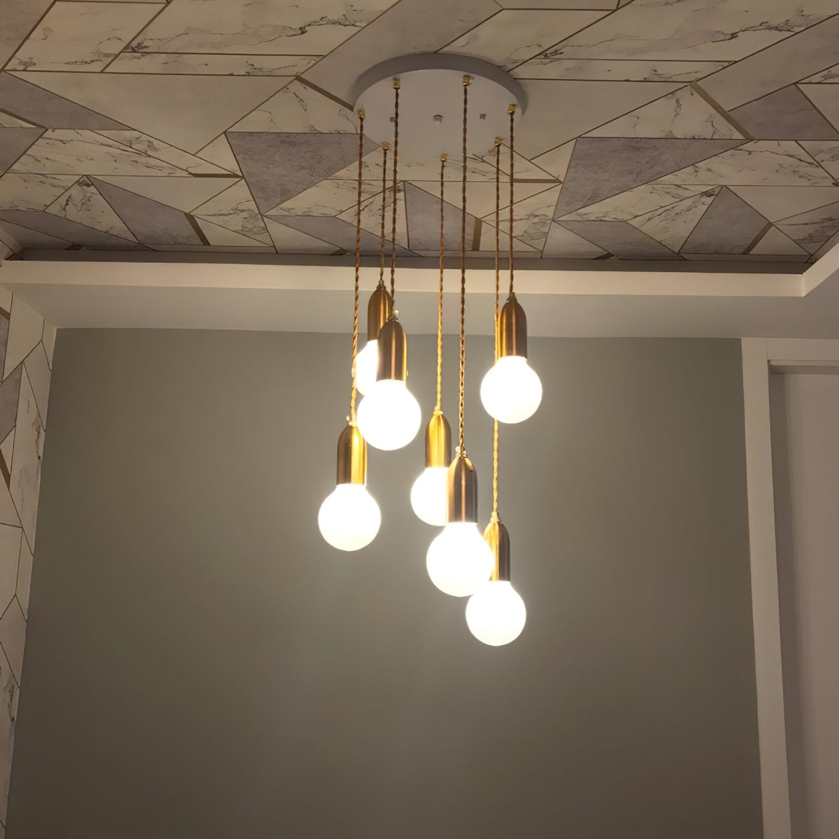 Cut Crystal Brass Bulb Pendant Light