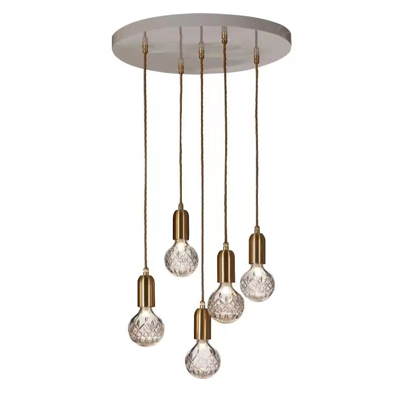 Cut Crystal Brass Bulb Pendant Light