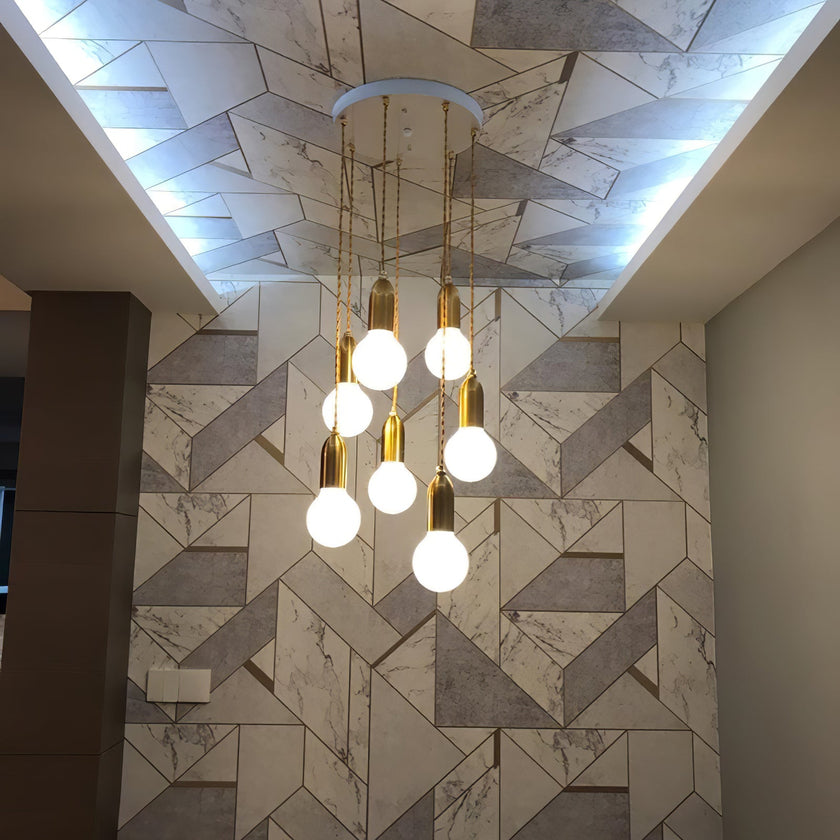 Cut Crystal Brass Bulb Pendant Light