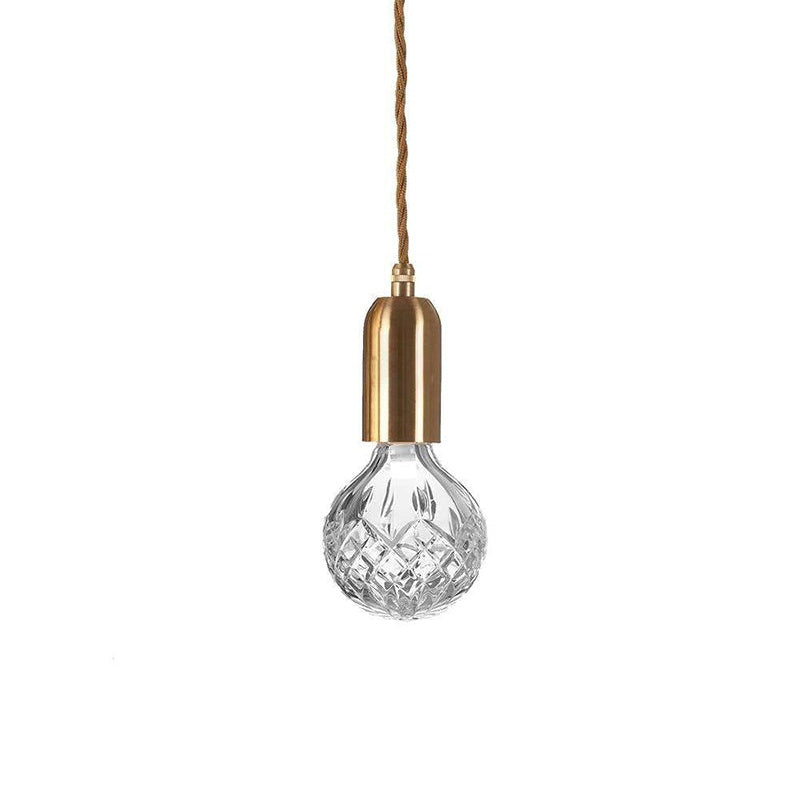 Cut Crystal Brass Bulb Pendant Light