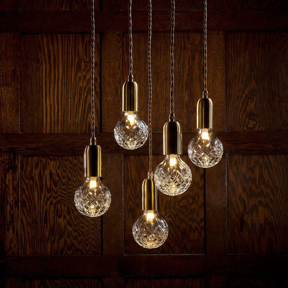 Cut Crystal Brass Bulb Pendant Light