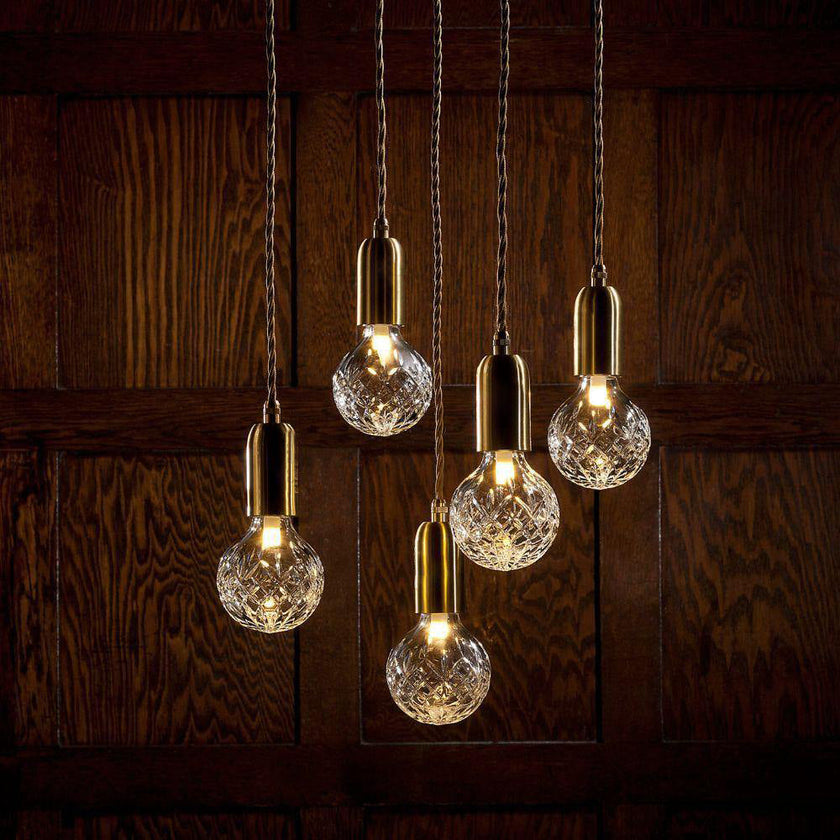 Cut Crystal Brass Bulb Pendant Light
