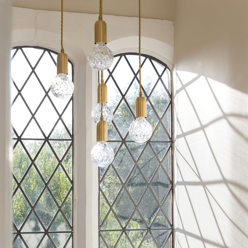 Cut Crystal Brass Bulb Pendant Light