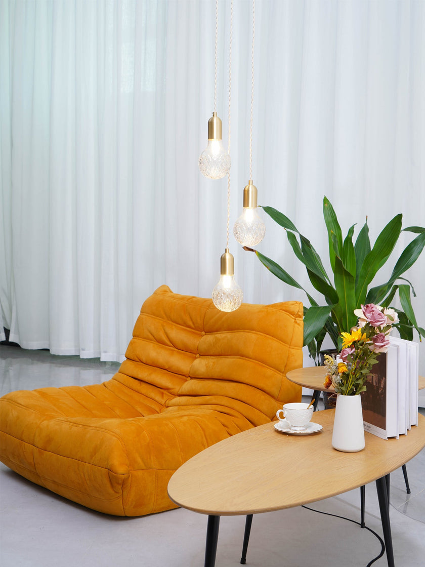 Cut Crystal Brass Bulb Pendant Light