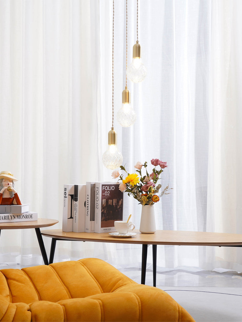 Cut Crystal Brass Bulb Pendant Light