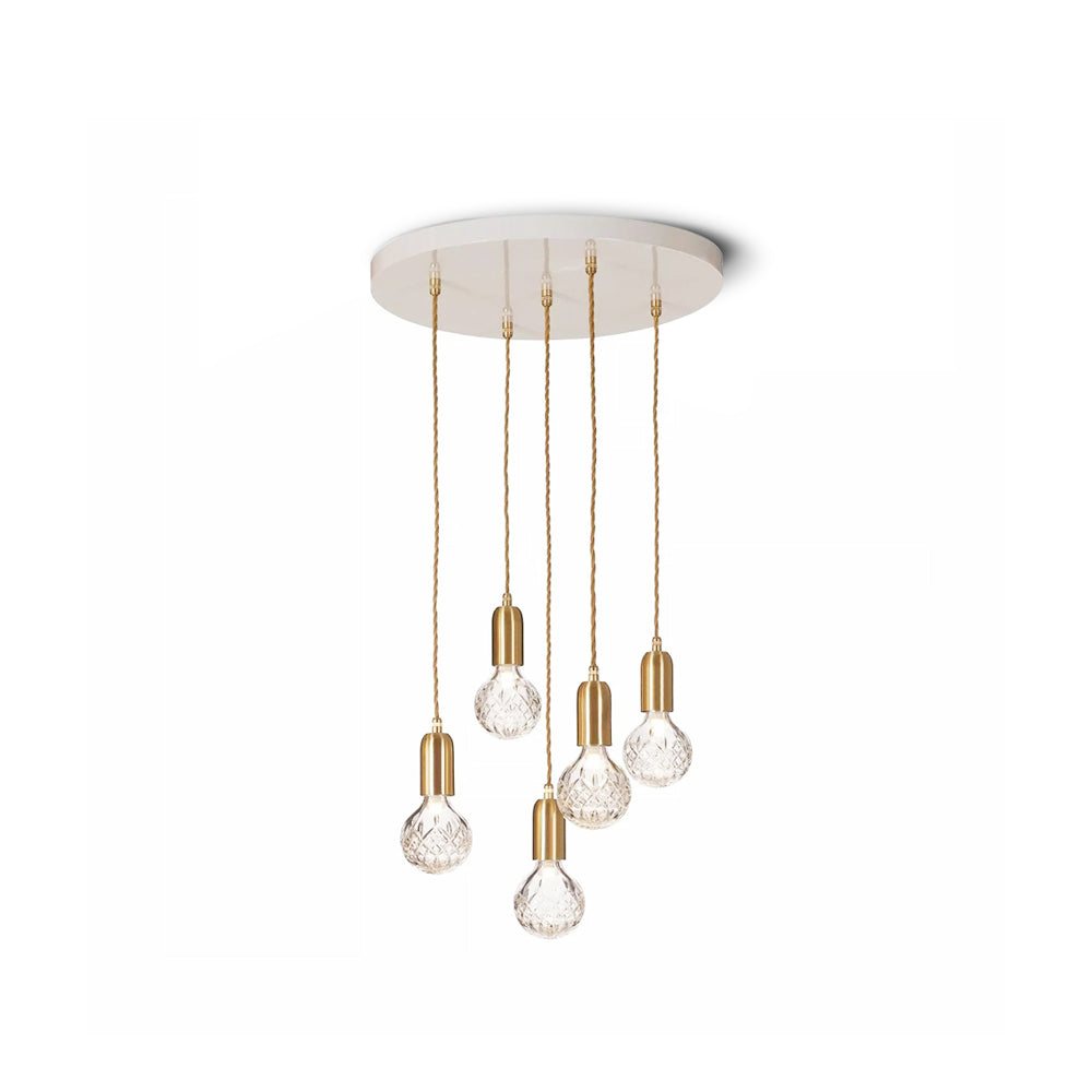 Cut Crystal Brass Bulb Pendant Light