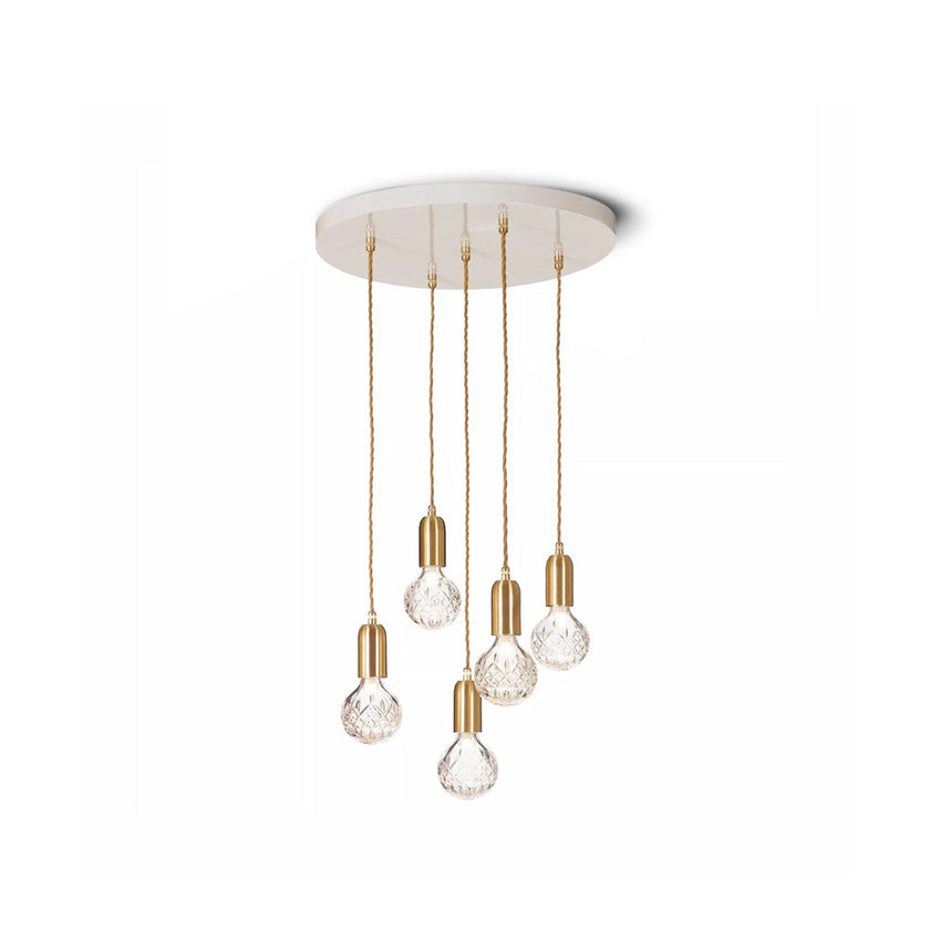 Cut Crystal Brass Bulb Pendant Light