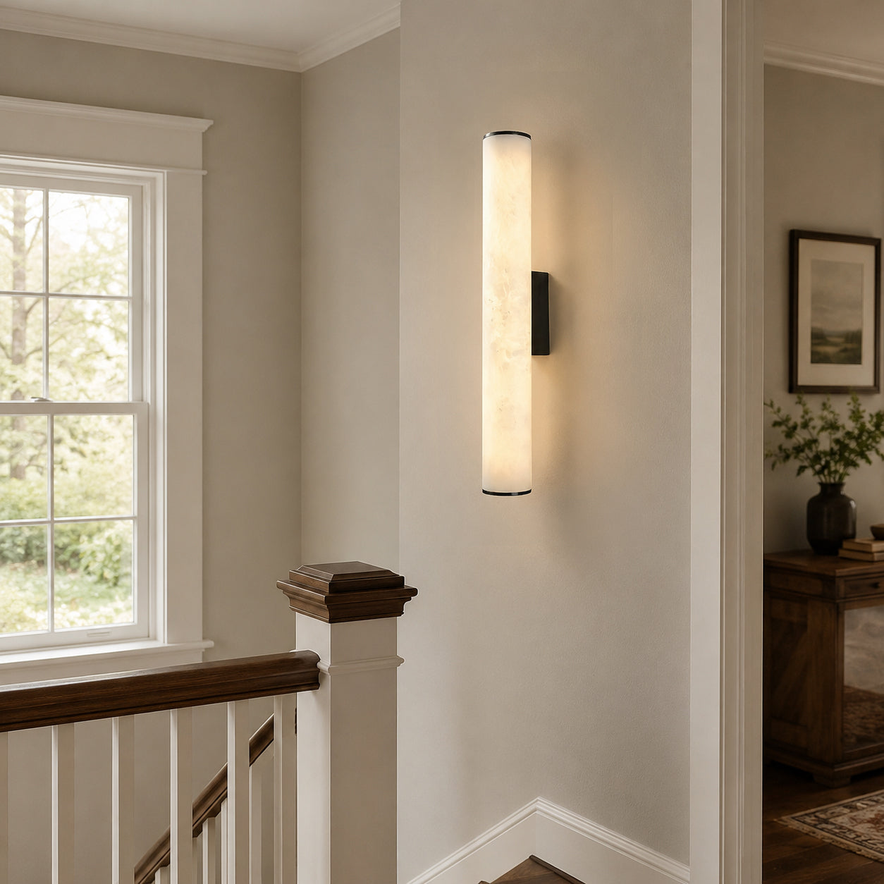Calvrane Alabaster Tube Wall Sconce