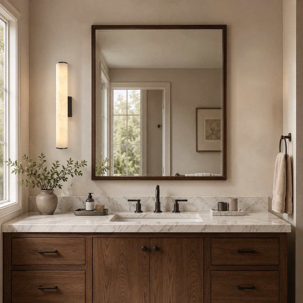 Calvrane Alabaster Tube Wall Sconce