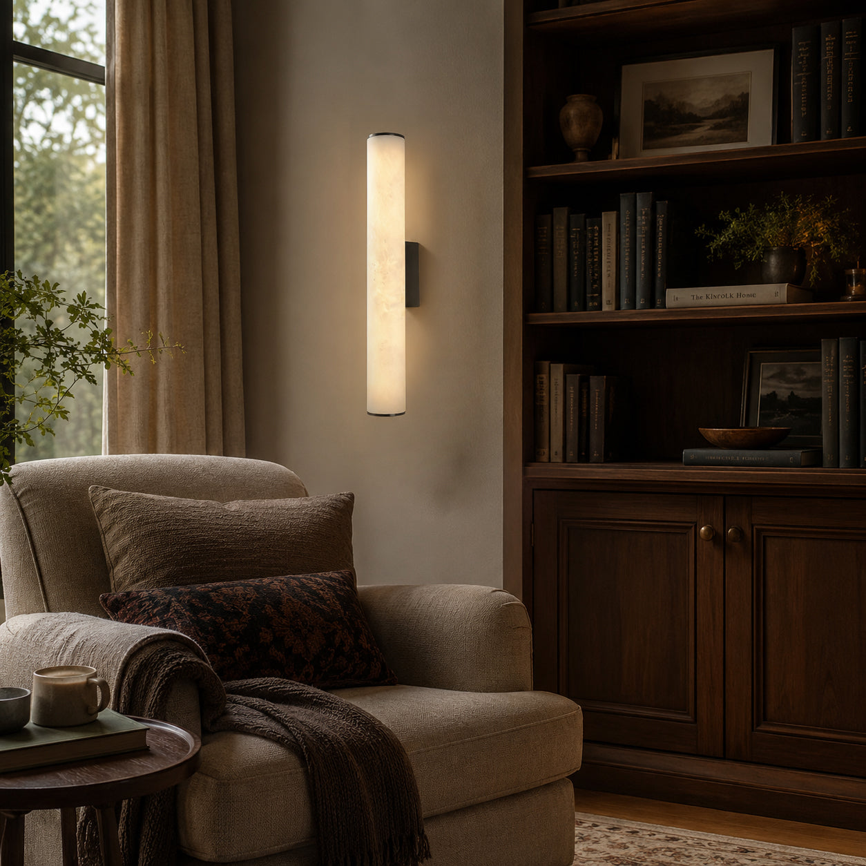 Calvrane Alabaster Tube Wall Sconce
