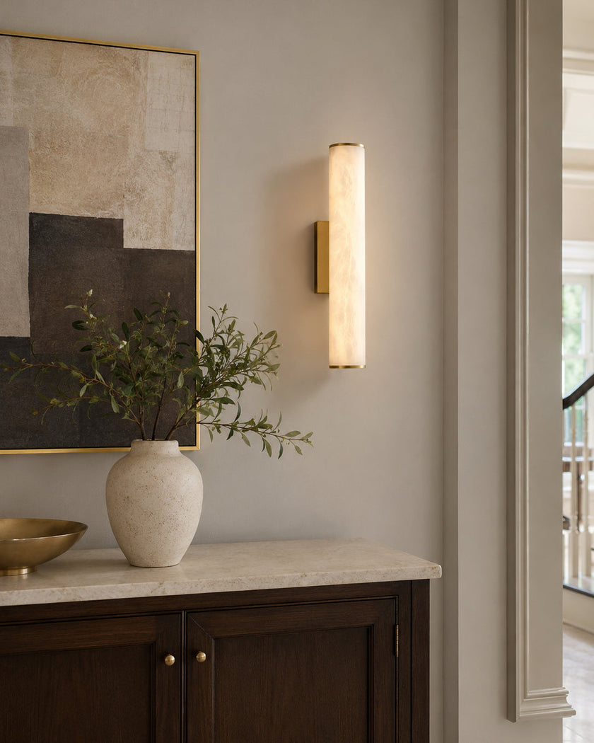 Calvrane Alabaster Tube Wall Sconce