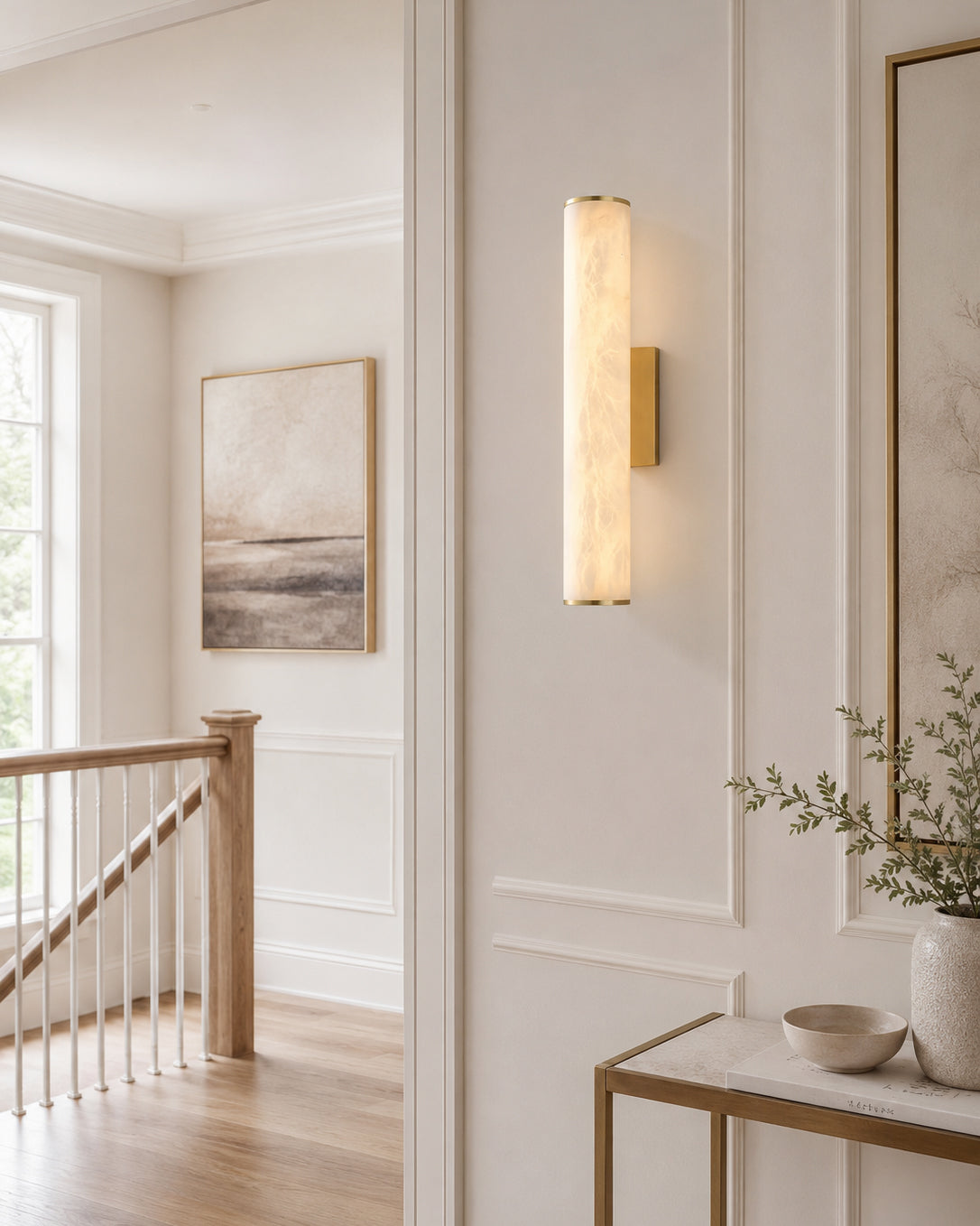 Calvrane Alabaster Tube Wall Sconce