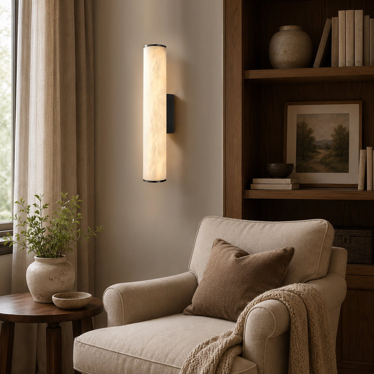 Calvrane Alabaster Tube Wall Sconce