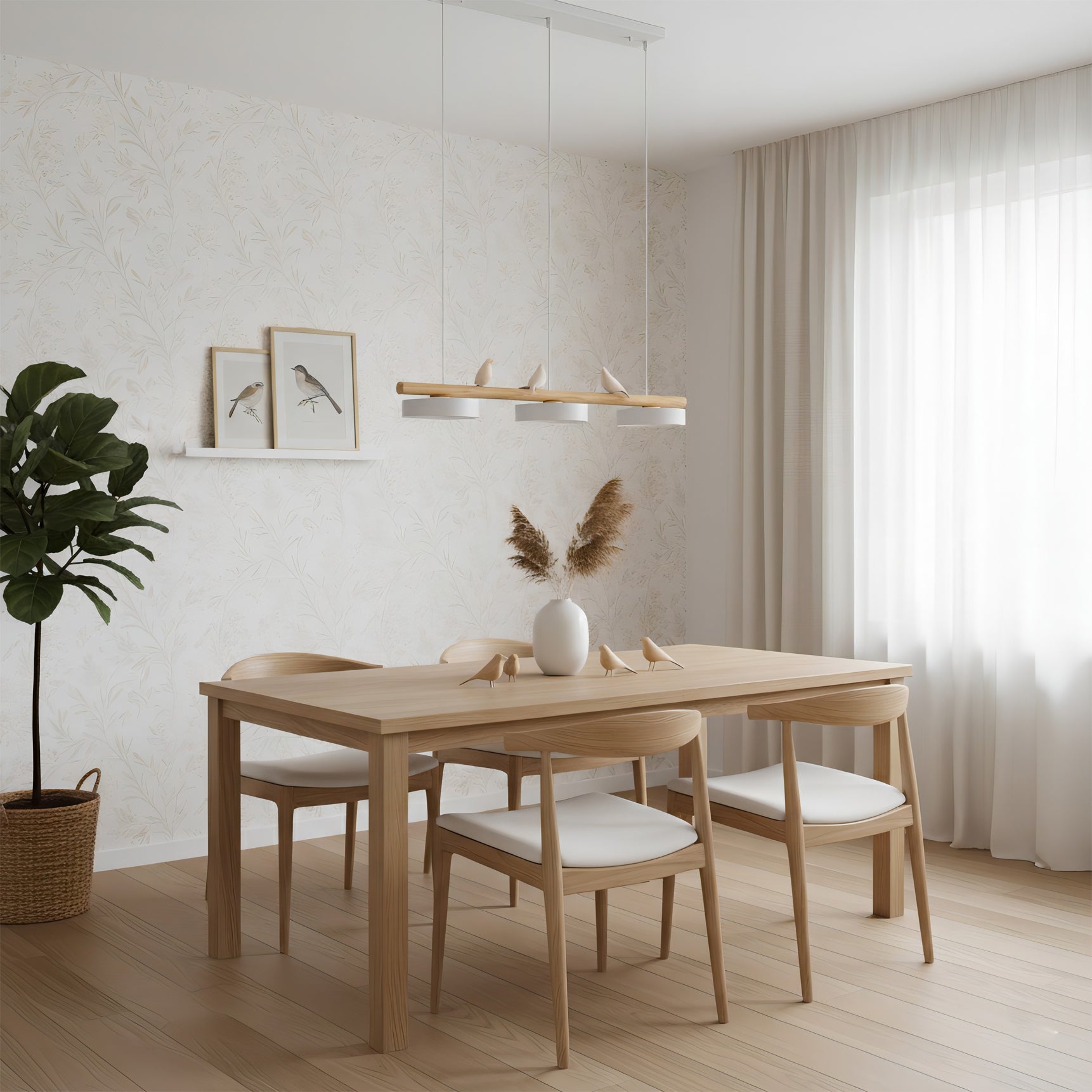 Scandinavian Bird Resin Linear Pendant Lamp