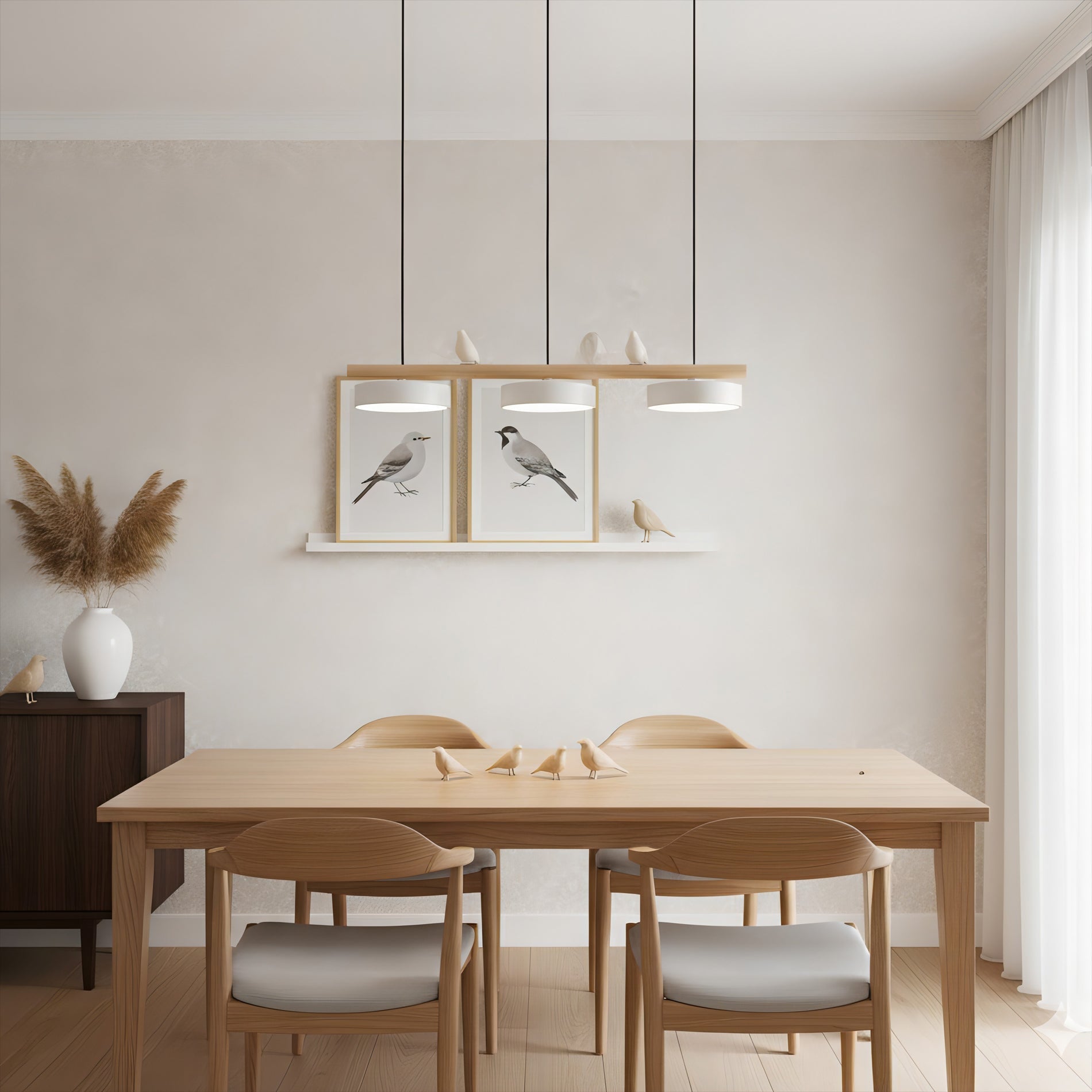 Scandinavian Bird Resin Linear Pendant Lamp
