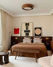 Dimmable Scandinavian Walnut LED Flush Mount Ceiling Lamp
